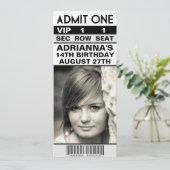 Invitation Billet photo VIP blanc glace Anniversaire (Debout devant)