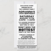 Invitation Billet photo VIP blanc glace Anniversaire (Dos)