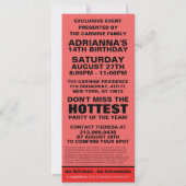 Invitation Billet photo VIP Rouge fête d'anniversaire (Dos)