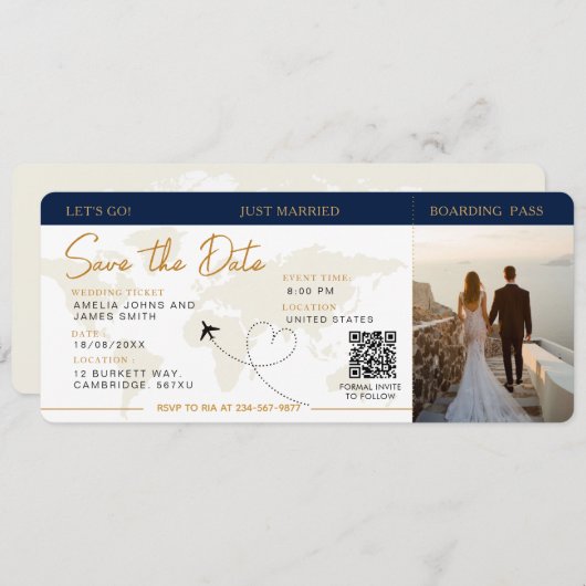 Invitation Billet Plan Passe D'Embarquement Enregistrer La Da (Devant / Derrière)