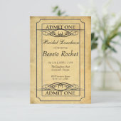 Invitation Billet pour événement de mariage vintage (Debout devant)