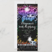 Invitation Billet pour la fête d'anniversaire VIP Mardi Gras  (Devant)