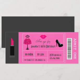 Invitation Billet pour la soirée de la fête de mode Glam pour