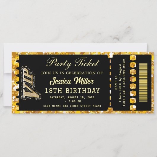 Invitation Billet pour la Soirée Noir & Or (Devant)