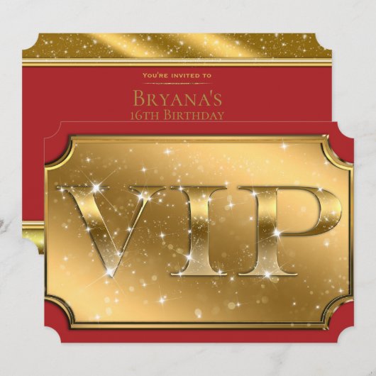 Invitation Billet pour l'événement de fête VIP Gold & Red Spa (Devant / Derrière)