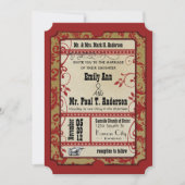 Invitation Billet Red Old Hollywood pour deux Mariages (Devant)