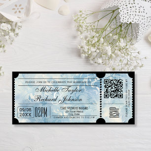 Invitation Billet Retro Vintage avec RSVP QR Code
