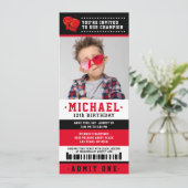 Invitation Billet rouge noir Boxe Photo Anniversaire (Debout devant)