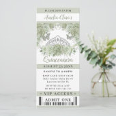Invitation Billet Sage Green Floral Crown Quinceañera VIP (Debout devant)