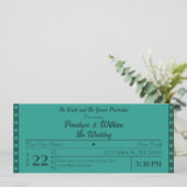 Invitation Billet Simple Retro Style Mariage vert (Debout devant)