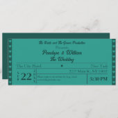 Invitation Billet Simple Retro Style Mariage vert (Devant / Derrière)