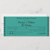 Invitation Billet Simple Retro Style Mariage vert (Devant)