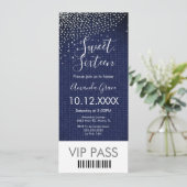 Invitation Billet sweet sixteen Denim Diamonds Gem (Debout devant)