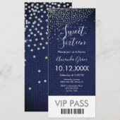 Invitation Billet sweet sixteen Denim Diamonds Gem (Devant / Derrière)