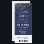 Invitation Billet sweet sixteen Denim Diamonds Gem<br><div class="desc">Invitation à thème VIP avec Parties scintillant et diamants Faux et Denim</div>