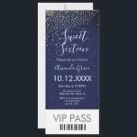 Invitation Billet sweet sixteen Denim Diamonds Gem<br><div class="desc">Invitation à thème VIP avec Parties scintillant et diamants Faux et Denim</div>