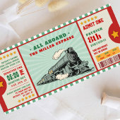 Invitation Billet Train Vert Anniversaire Passe d'Embarquemen