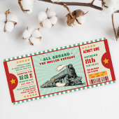 Invitation Billet Train Vert Anniversaire Passe d'Embarquemen