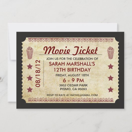 Invitation Billet vidéo (Devant)