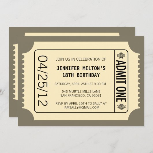 Invitation Billet vidéo (Devant / Derrière)