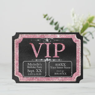 Invitation Billet VIP Black & Pink Diamonds