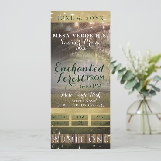 Invitation Billet VIP du Prom Enchanted Forest String Lights (Debout devant)