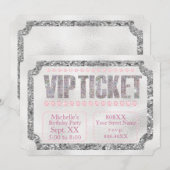 Invitation Billet VIP en argent et diamants roses (Devant / Derrière)