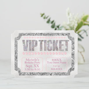 Invitation Billet VIP en argent et diamants roses
