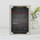 Invitation BILLET VIP en Bar Mitzvah Black and Gold Bat (Debout devant)