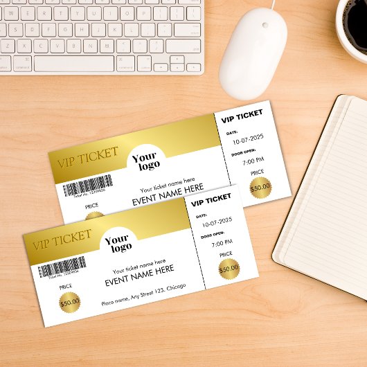 Invitation Billet VIP Event Golden Corporate Logo