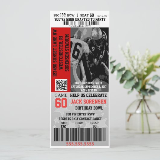 Invitation Billet VIP Football Anniversaire Célébration Sport (Debout devant)