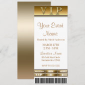 Invitation Billet VIP Gold & White Elegant Dîner Party (Devant / Derrière)