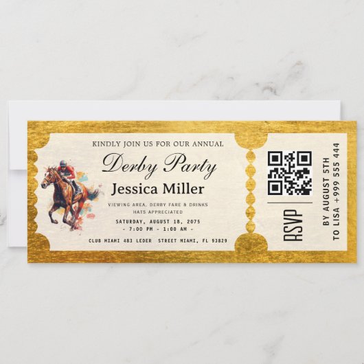 Invitation billet VIP Kentucky Derby (Devant)