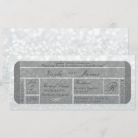 Billet VIP Mariage Paillettes Étincelles Argent Bl