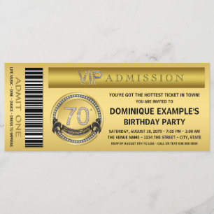 Invitation Billet VIP Or 70e anniversaire