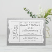 Invitation Billet VIP Pass 25e Anniversaire Faux Argent (Debout devant)