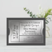Invitation Billet VIP Pass Anniversaire de Mariage Argent (Debout devant)