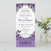Invitation Billet VIP Quinceañera Plum violet foncé (Debout devant)