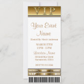 Invitation Billet VIP Soirée de Gala Élégante Or et Blanc (Devant)