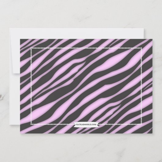 Invitation Billet VIP Zebra Glam Quinceanera fête d'anniversa (Dos)