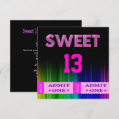 Invitation Billets amusants pour 13e anniversaire sucré 13 (Devant / Derrière)