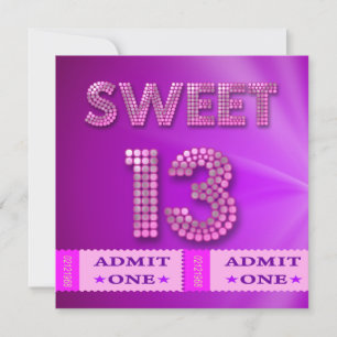 Invitation Billets amusants pour 13e anniversaire Sweet 13