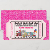 Invitation Billets Circus Girls Anniversaire (Devant / Derrière)