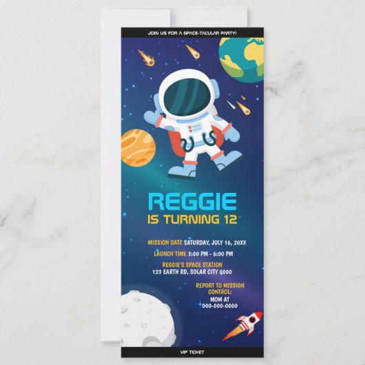 Invitation Billets d'anniversaire de l'astronaute Planètes sp (Devant)