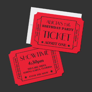 Invitation Billets de cinéma fête d'anniversaire