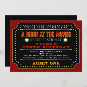 Invitation Billets de cinéma fête d'anniversaire
