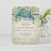 Invitation Billets de fête du 50e anniversaire Peacock Feathe (Debout devant)