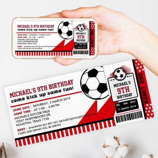 Invitation Billets de football Pass Anniversaire Fête Invitat