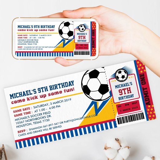 Invitation Billets de football Pass Anniversaire Fête Invitat
