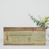 Invitation Billets de mariage rustique vintage avec RSVP (Debout devant)